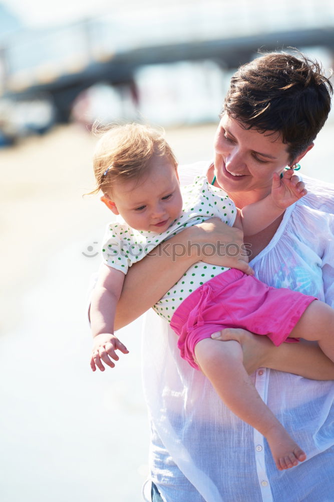 Image, Stock Photo Adorable girl and her mother in a summer day