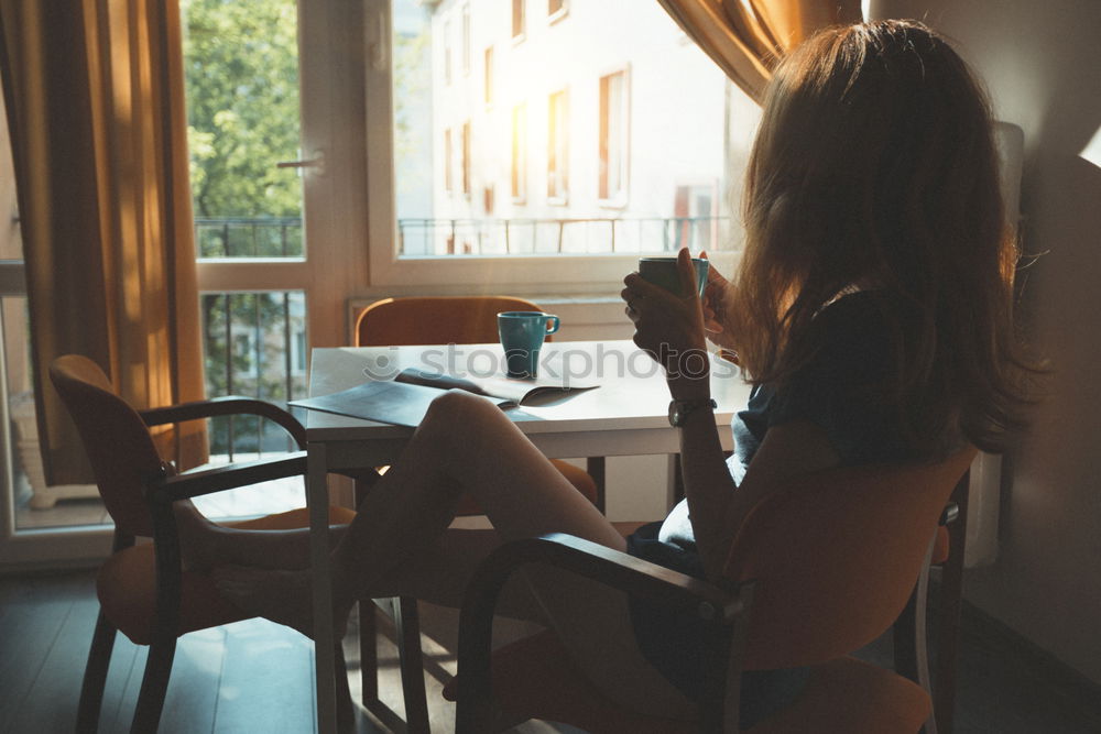 Similar – Foto Bild Schöne Frau in Dessous am Fenster sitzend