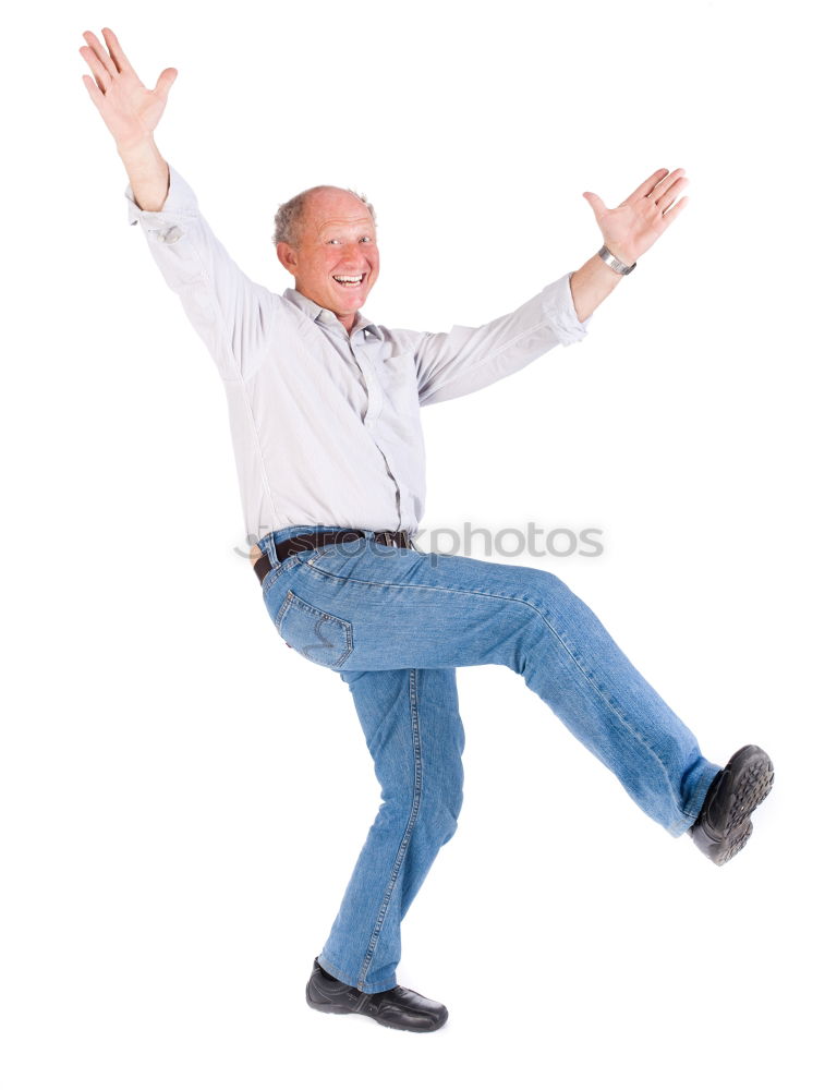 Similar – Image, Stock Photo Senior Man Exercising In Park