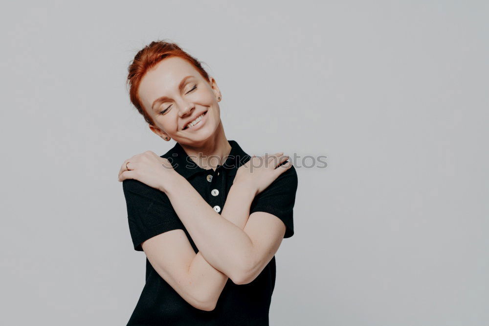 Similar – Image, Stock Photo Young redhead woman with a drink