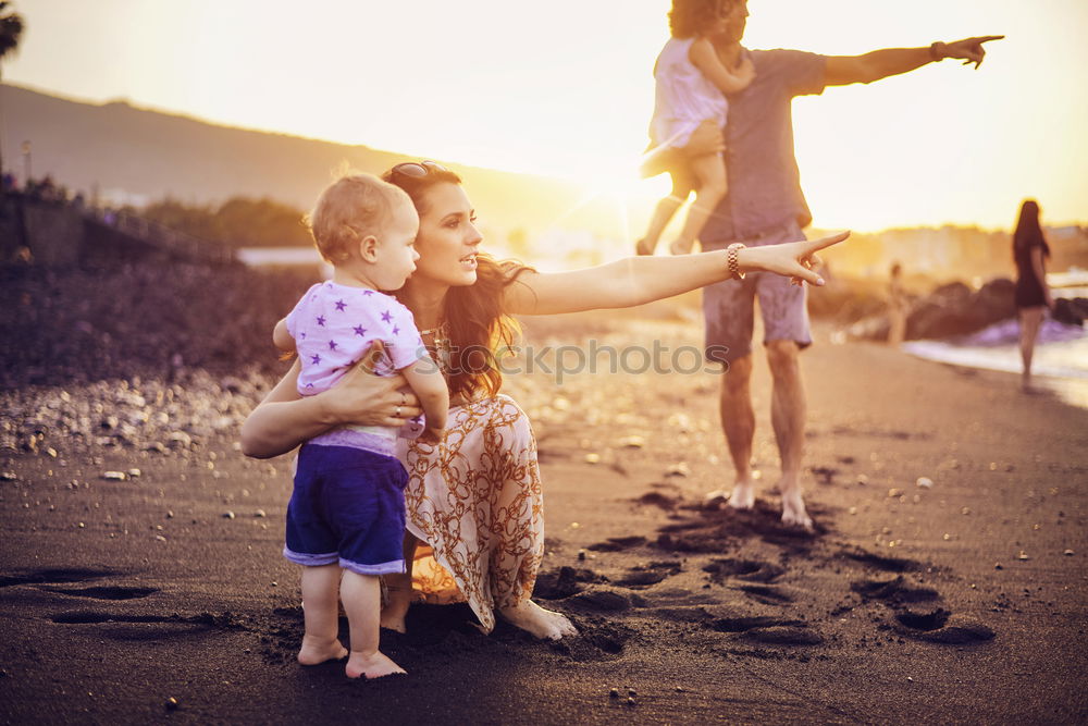 Similar – Image, Stock Photo Grandma and grandpa with grandchildren by the sea