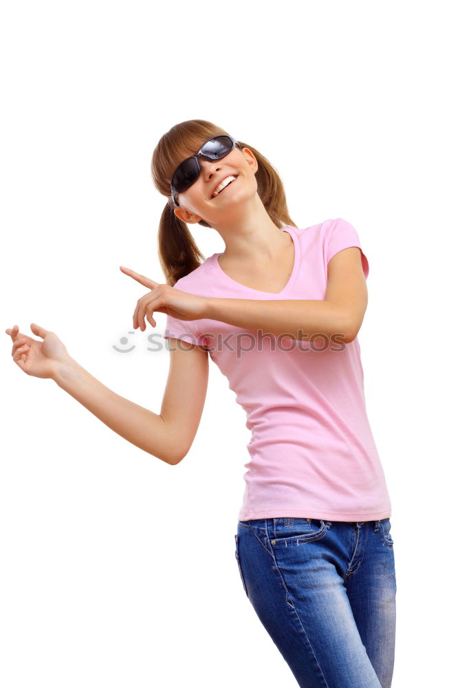 Similar – Portrait of senior woman with sunglasses insulting with finger