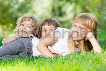Similar – Image, Stock Photo Three happy children playing in the park at the day time. Concept Brother And Sister Together Forever