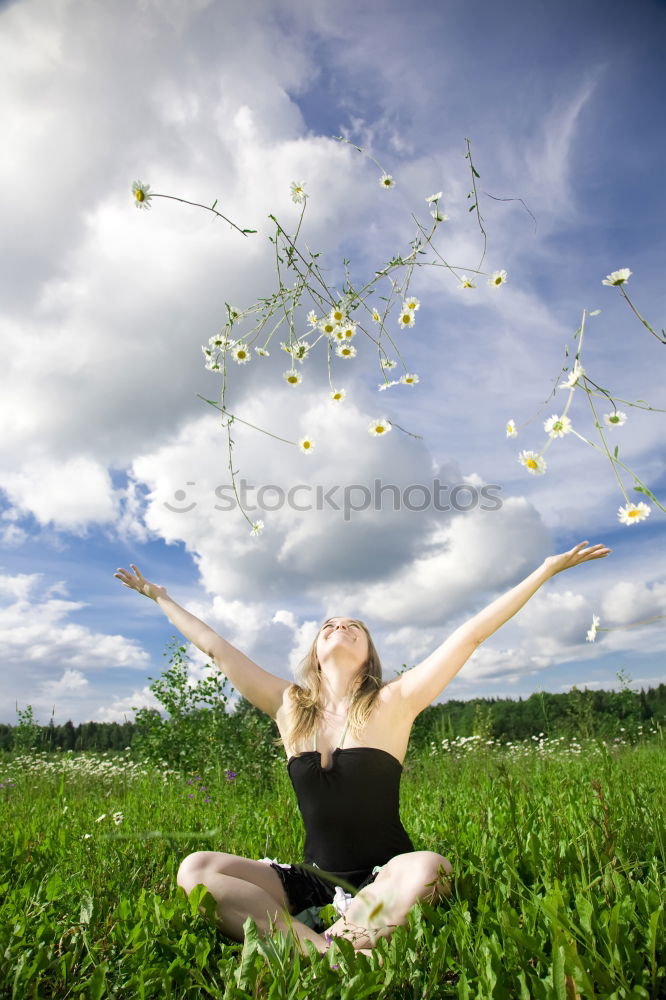 Similar – Woman in the lavender fields