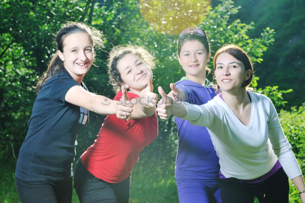 Image, Stock Photo Happy Women Taking Selfie After Outdoor Exercise