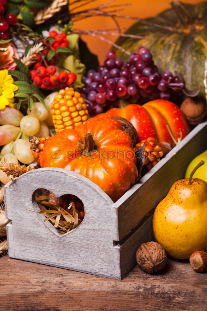 Image, Stock Photo Pumpkin and autumn vegetables on the kitchen table