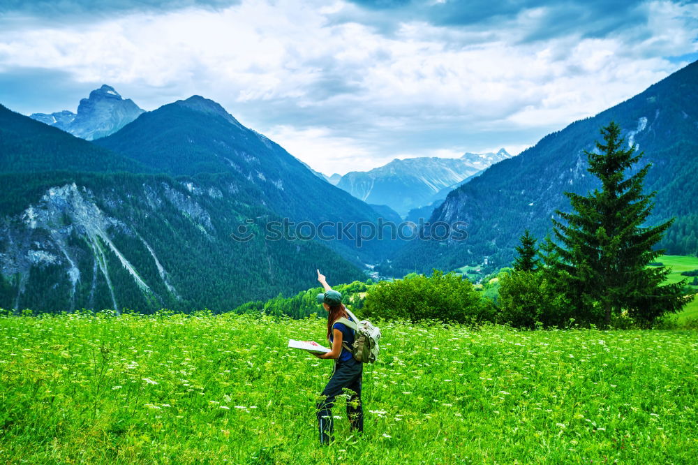 Similar – happy lovers on Holiday in the alps mountains