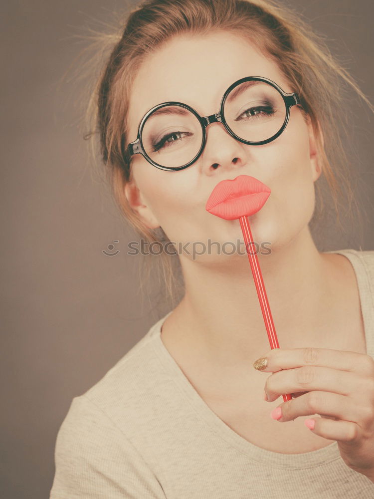 Similar – Young happy woman eating ice creams