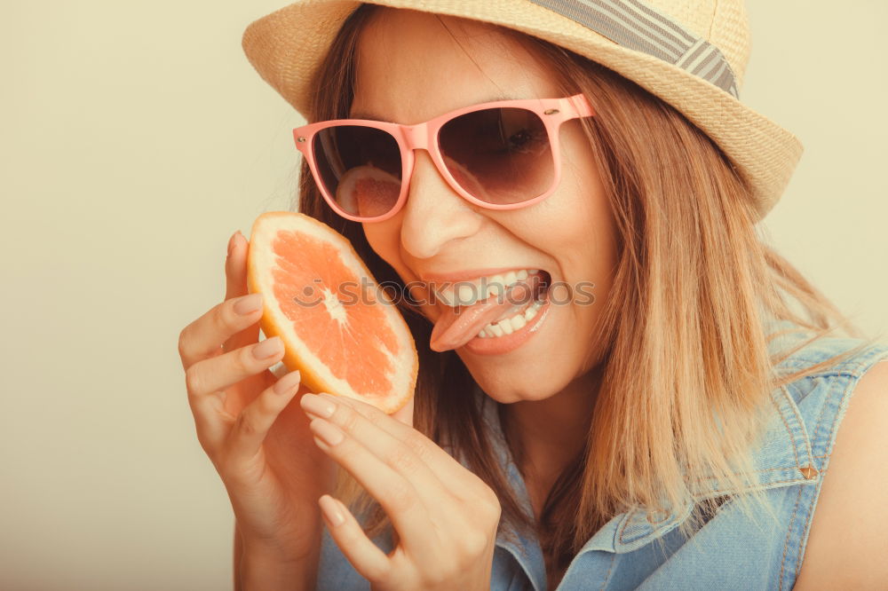 Similar – Image, Stock Photo Women eating watermelon at swimming pool