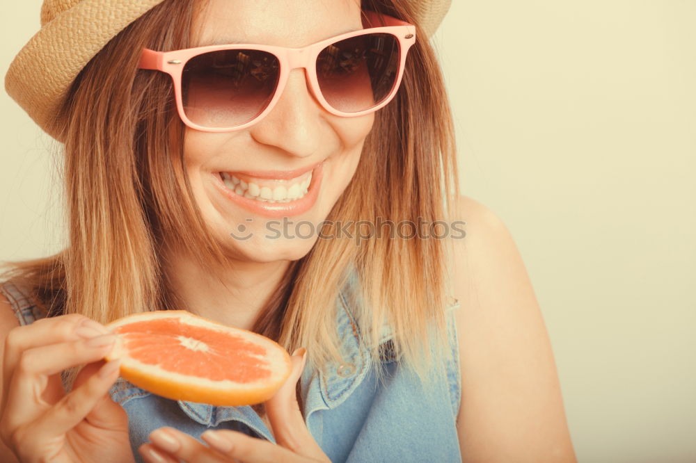 Similar – Image, Stock Photo Women eating watermelon at swimming pool