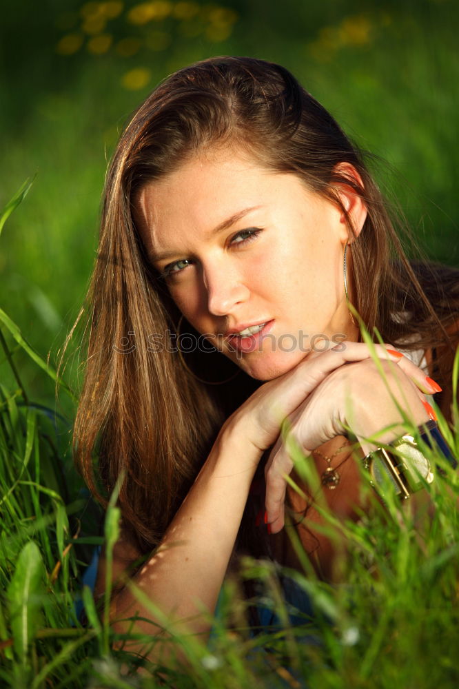 Similar – Image, Stock Photo A pretty girl in the countryside