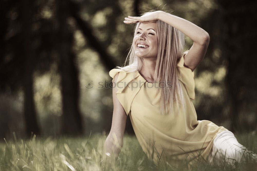 Similar – Image, Stock Photo Portrait of pretty woman smiling in nature