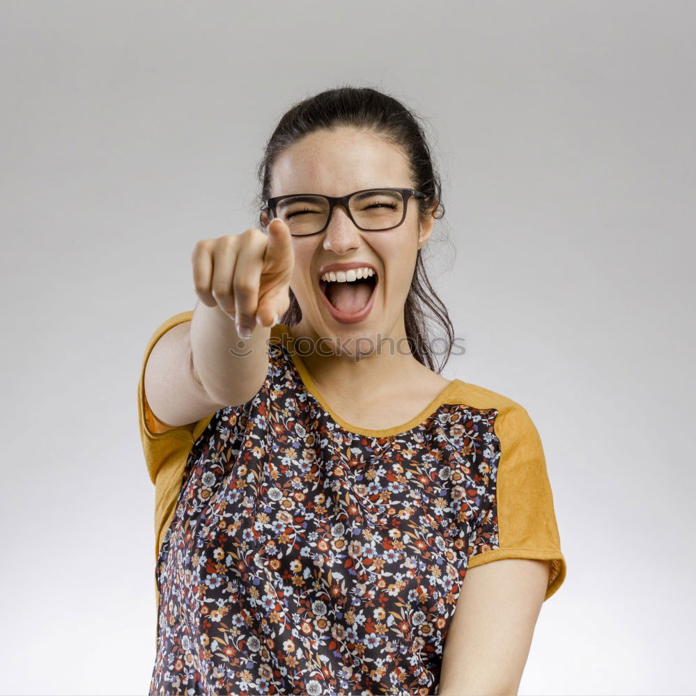 Similar – Image, Stock Photo Furious girl posing with silverware