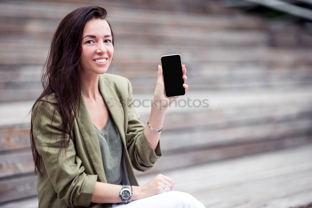 Similar – Image, Stock Photo young woman sitting at home sofa using mobile phone