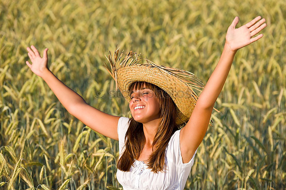 Similar – feelings. Woman Cornfield