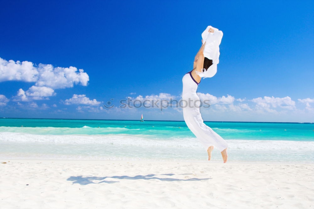 Similar – The happiest childhood: father and son walking along the tropical beach