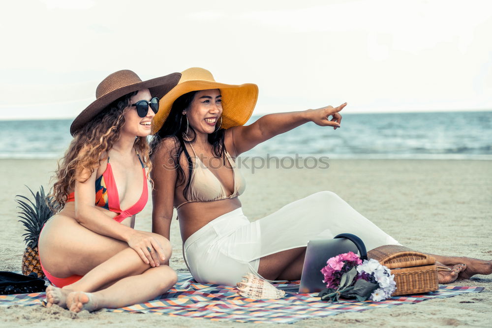 Similar – Two Girls Friend Laughing and having a good time in a sunny day