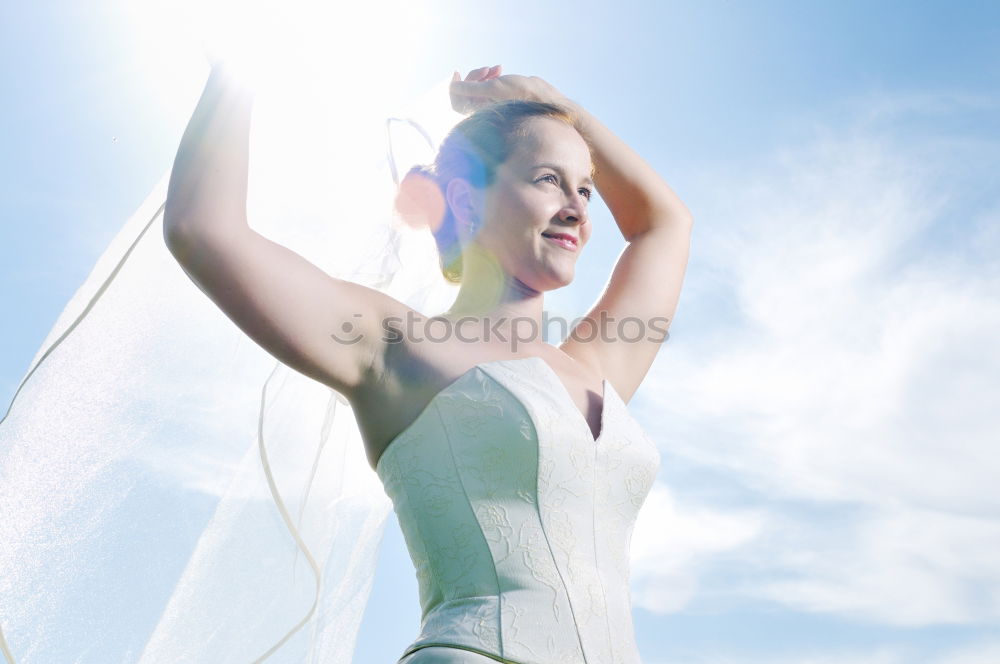 Similar – Young fitness woman runner running on city bridge.