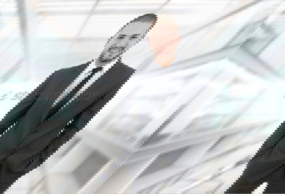 Similar – Image, Stock Photo portrait of young  businessman smiling at the airport with suit