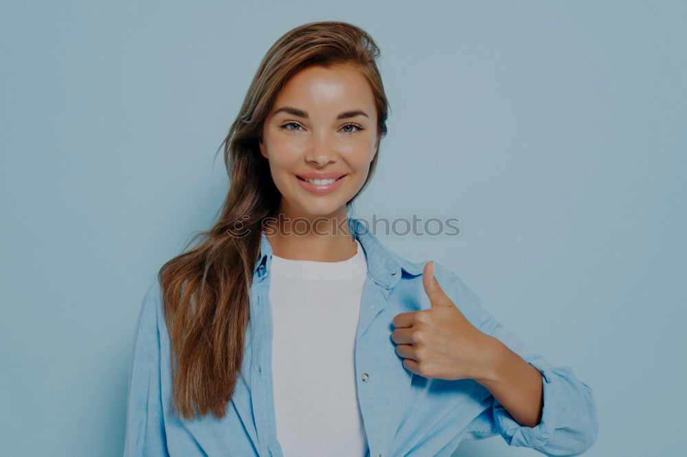 Similar – Image, Stock Photo Happy young woman seating in a restaurant