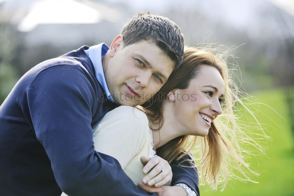 Similar – Image, Stock Photo Couple, Spring, Smile, Hug, Play, Flirt