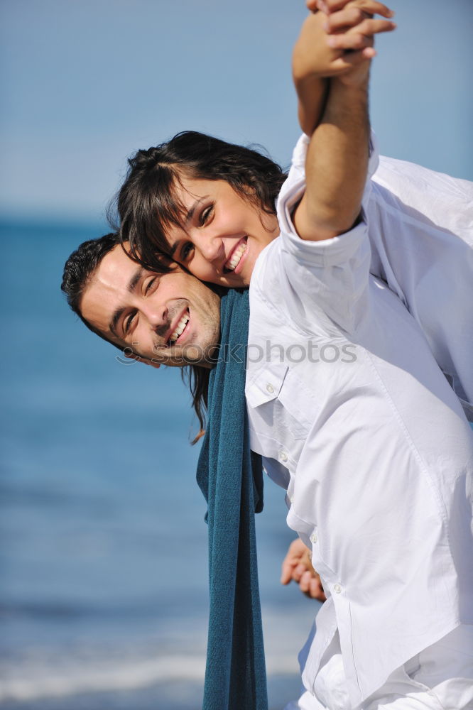Similar – Image, Stock Photo Father and son playing on the beach at the day time.
