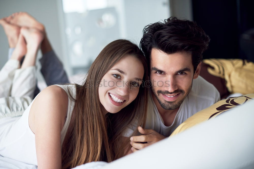 Image, Stock Photo Couple lying on couch Home