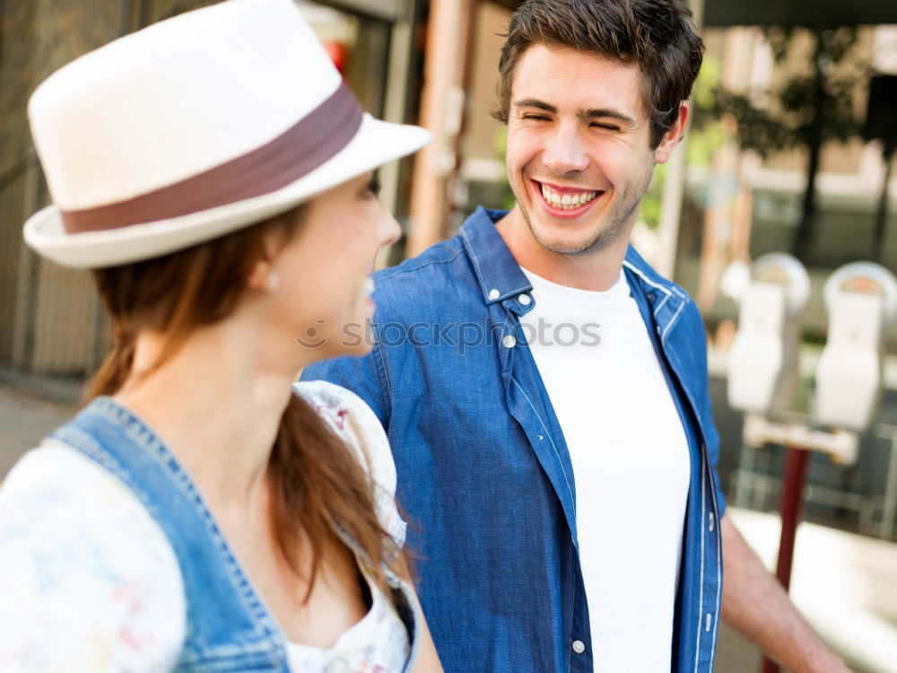 Similar – Multiracial group of three friends having a coffee together