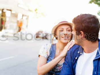 Similar – Smiling couple of lovers having fun.