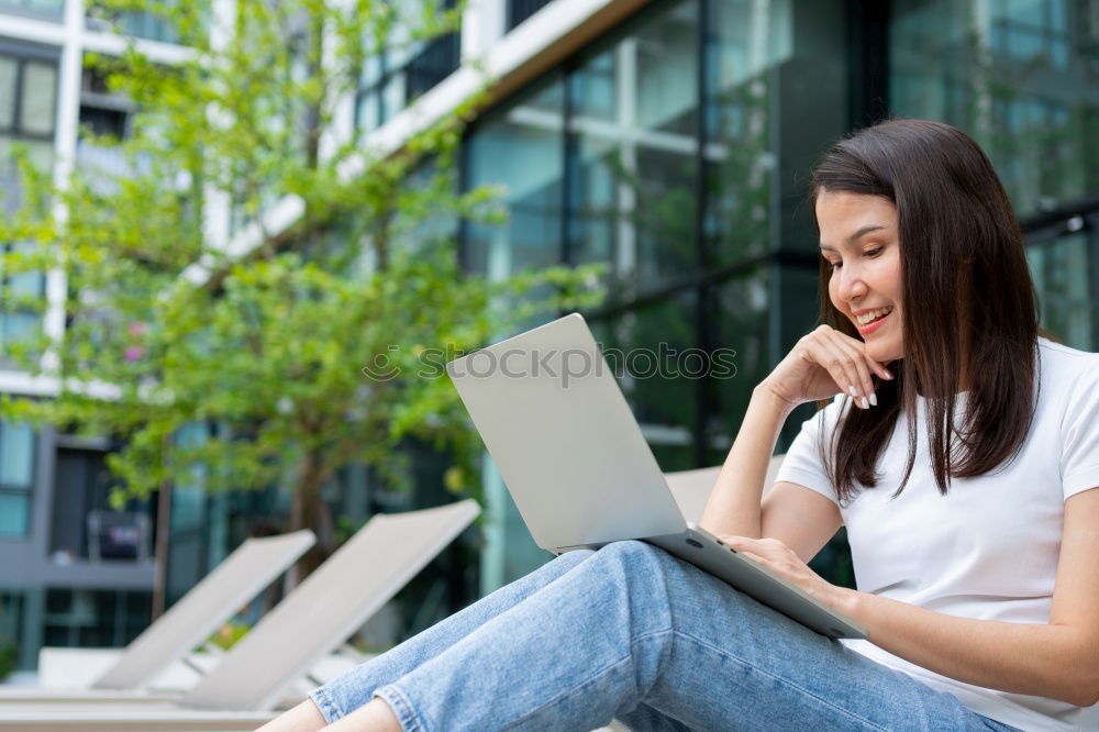 Similar – Image, Stock Photo Young African woman with looking at her digital tablet