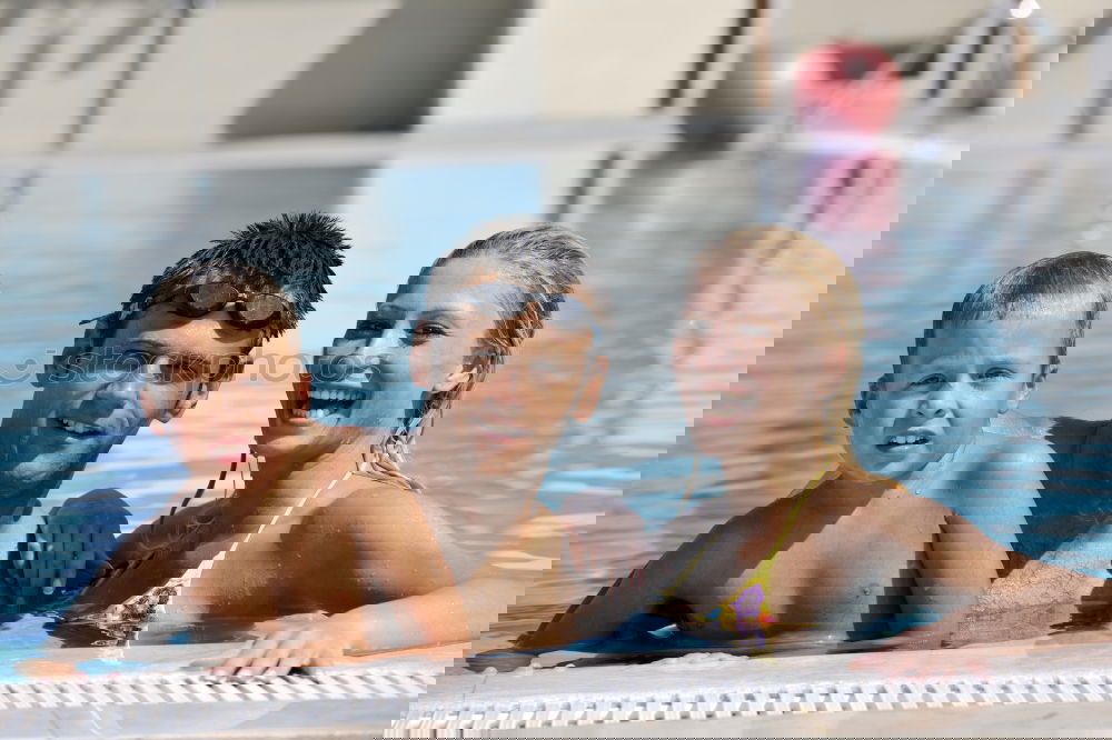 Similar – Image, Stock Photo happy children playing near the swimming pool