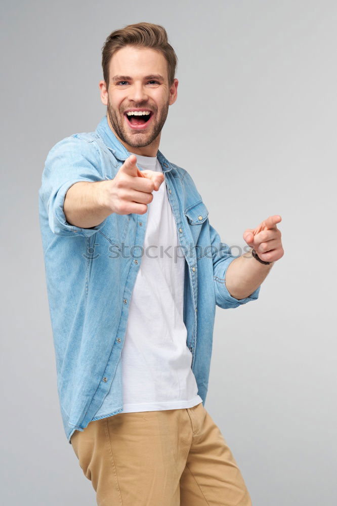 Similar – Image, Stock Photo Man using smartphone sending emojis