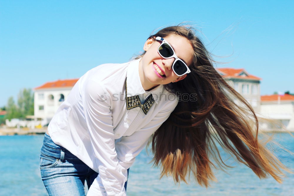 Similar – Image, Stock Photo young woman enjoying on the street