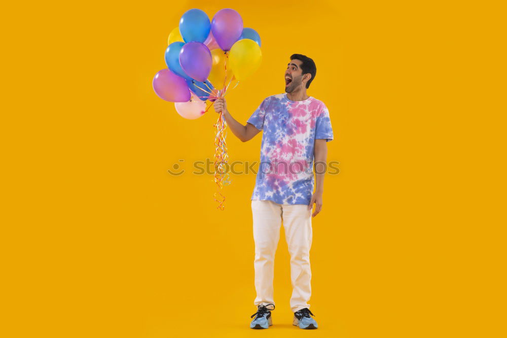 Image, Stock Photo Black woman with afro hair celebrating with confetti.
