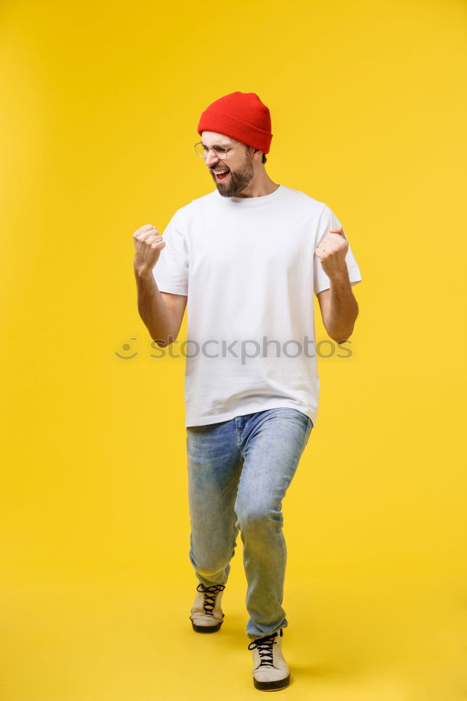 Image, Stock Photo Woman with monkey mask looking at her smartphone