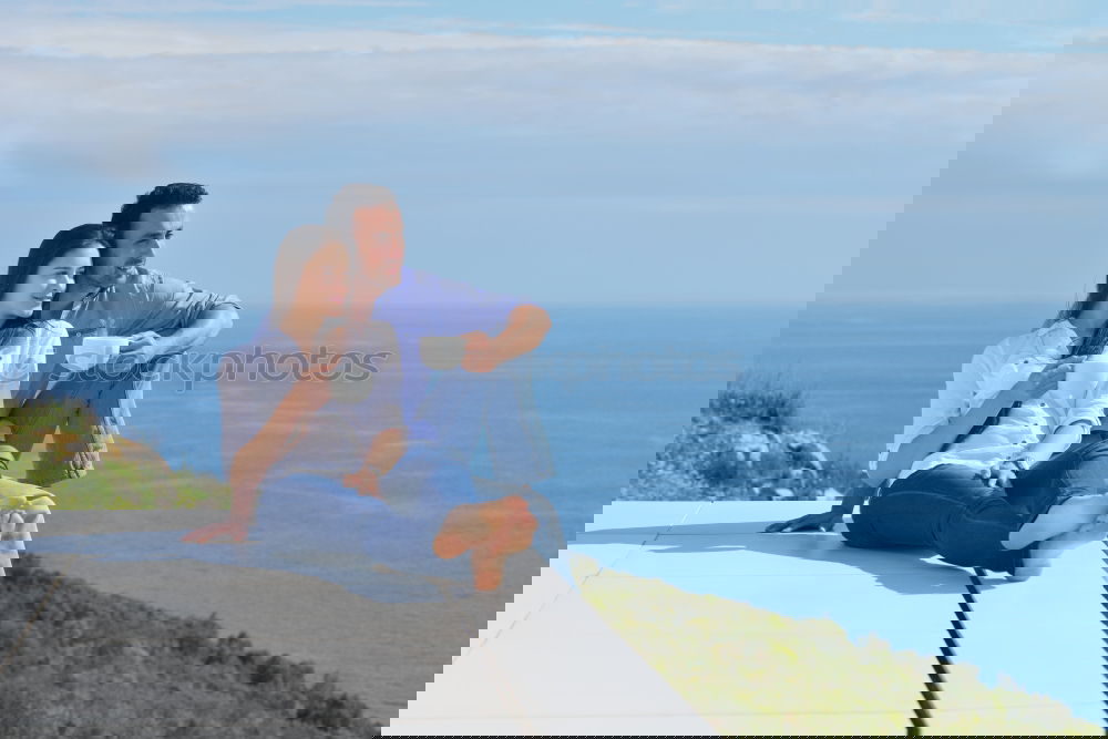 Similar – Image, Stock Photo A couple kissing in “the best bench in the world”
