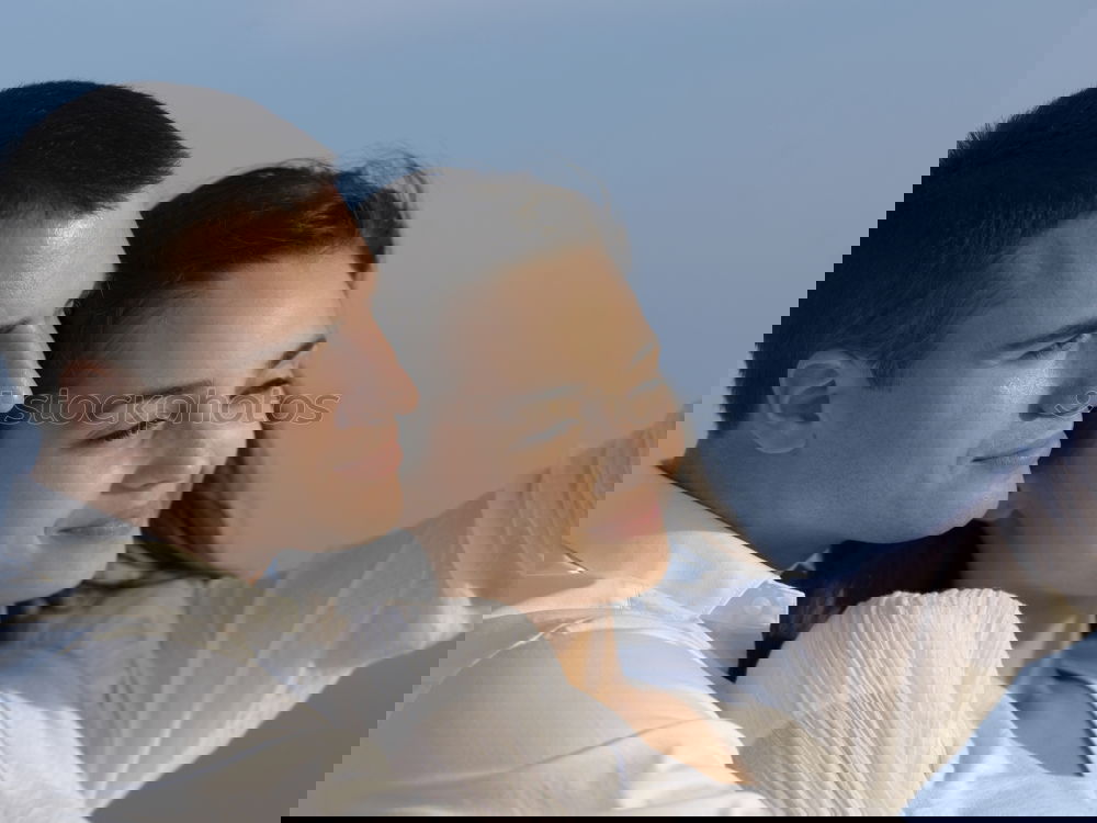 Similar – Image, Stock Photo Happy couple smiling and kissing.