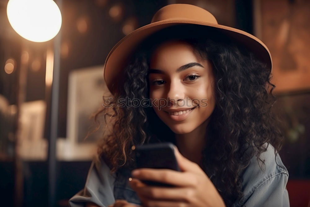 Similar – Image, Stock Photo Woman with smartphone in cafe