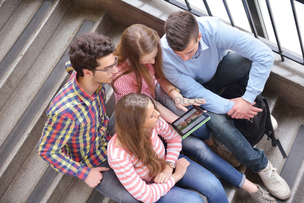 Similar – Image, Stock Photo Mother and her children with digital tablet.