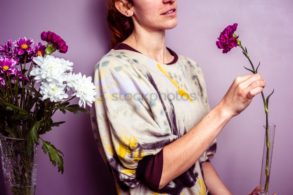 Similar – Happy young black woman surrounded by flowers