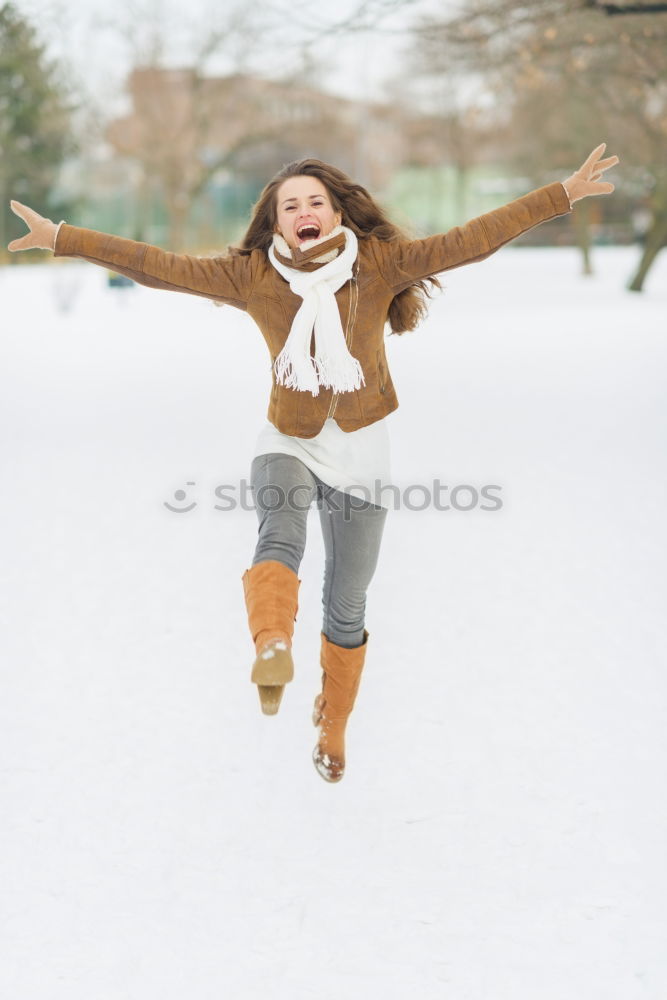 Similar – Image, Stock Photo Winter portrait of happy child girl playing