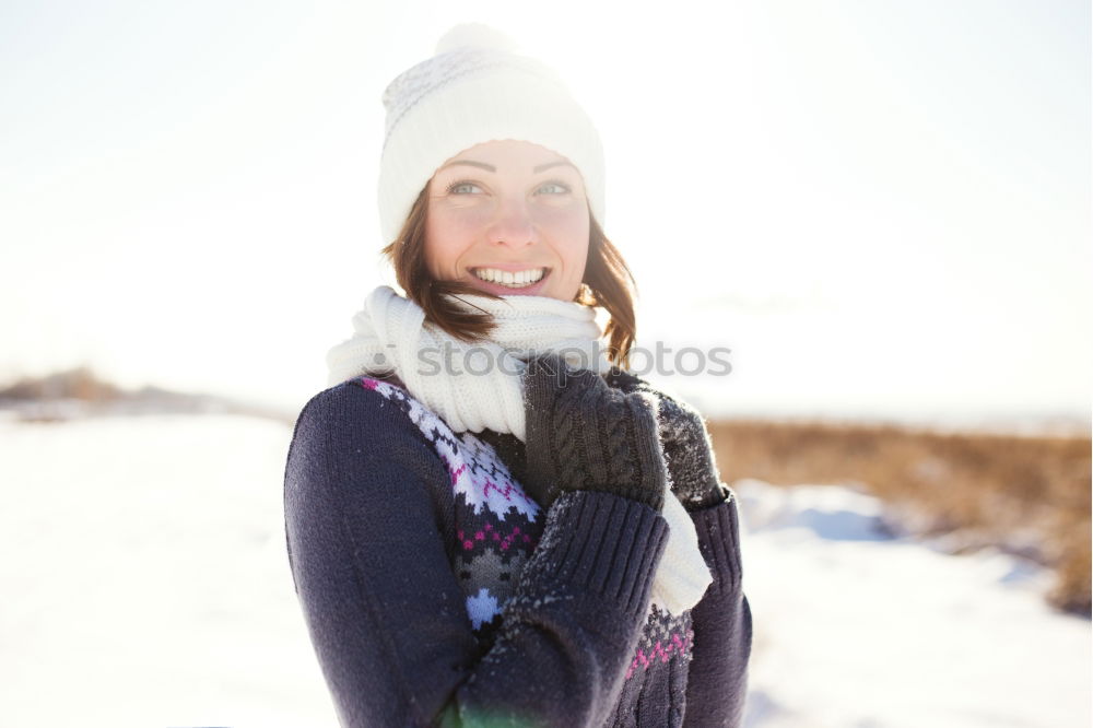 Similar – Image, Stock Photo Portrait of attractive woman on a snowy day