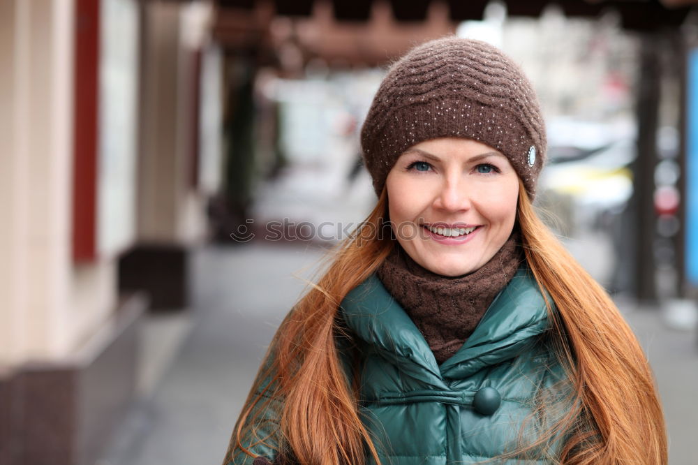 Similar – Image, Stock Photo Blond mature smiling woman on street