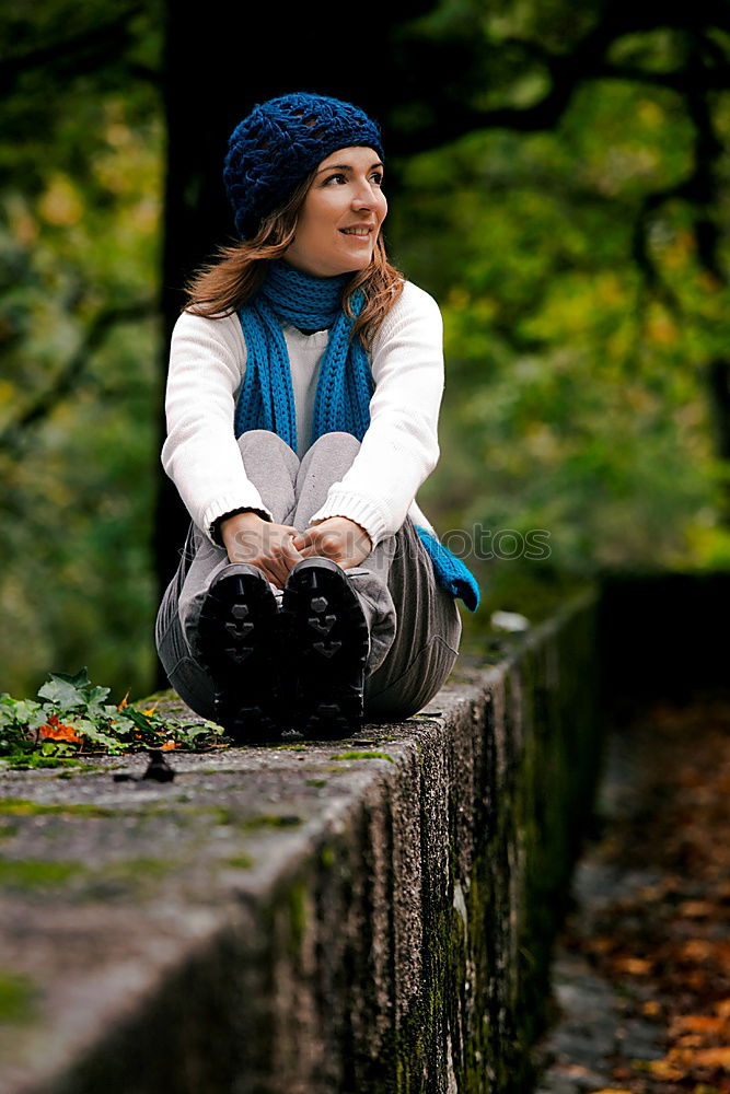 Similar – Image, Stock Photo Man posing in autumnal wood