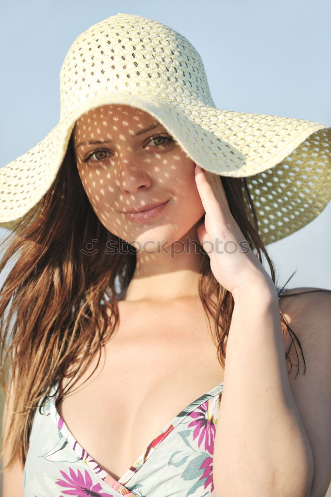 Similar – Redhead model protecting herself from sun