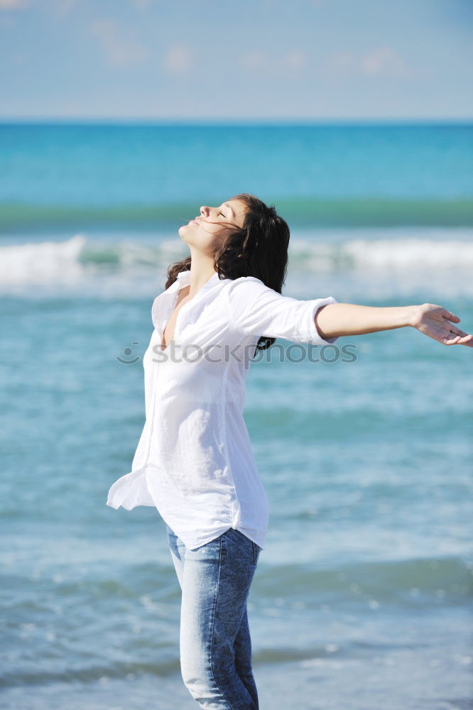 Similar – The happiest childhood: father and son walking along the tropical beach