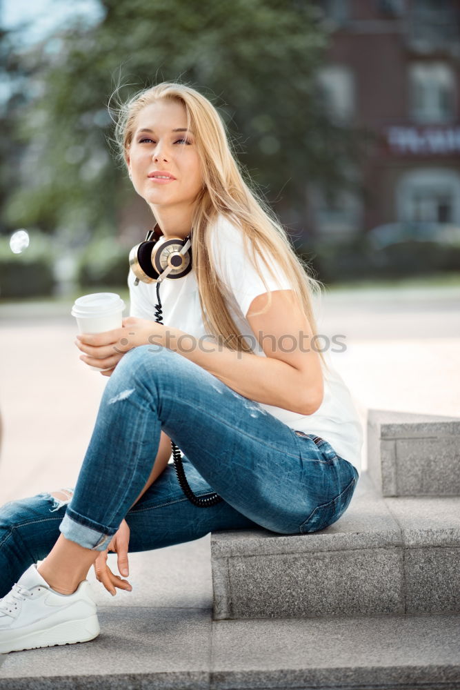 Similar – Image, Stock Photo Pretty woman posing in winter town