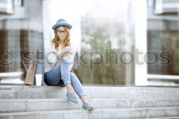 Image, Stock Photo Young influencer woman using her smartphone