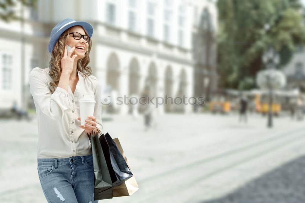 Similar – Image, Stock Photo Cheerful stylish woman in hat