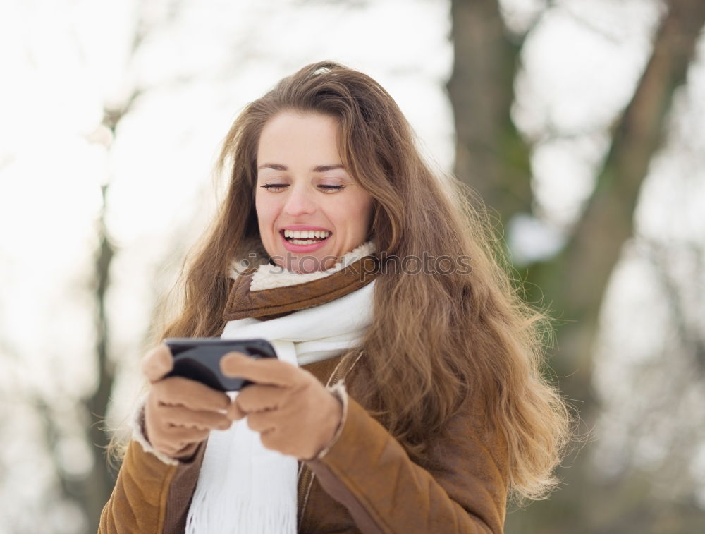 Similar – Image, Stock Photo Young woman with mobile phone walking a city street